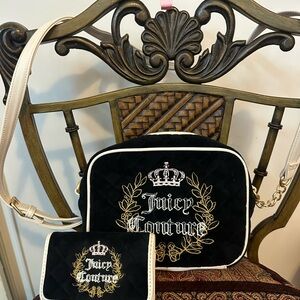Juicy Couture Black and Gold Quilted Bag Set
